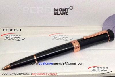 Perfect Replica Montblanc Bonheur Nuit Ballpoint Pen - Black and Rose Gold